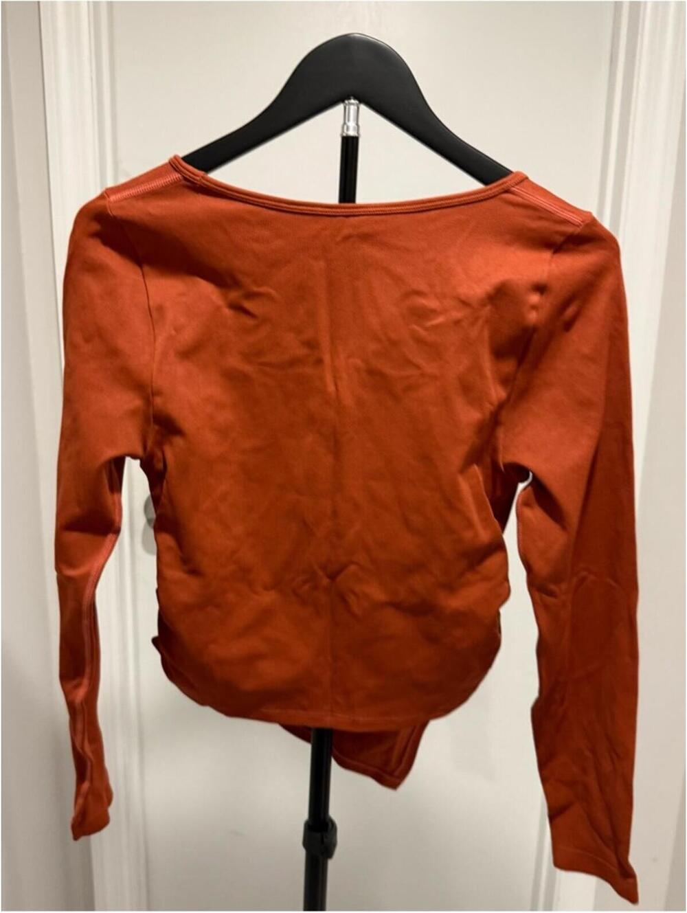 OQQ Women’s Square Neck Long Sleeve Top in Brown - Picture 4 of 6
